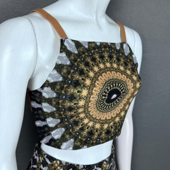 Wolven Athletic Set Womens Medium Mandala Crop Top High Waist Leggings Yoga - Picture 10 of 14